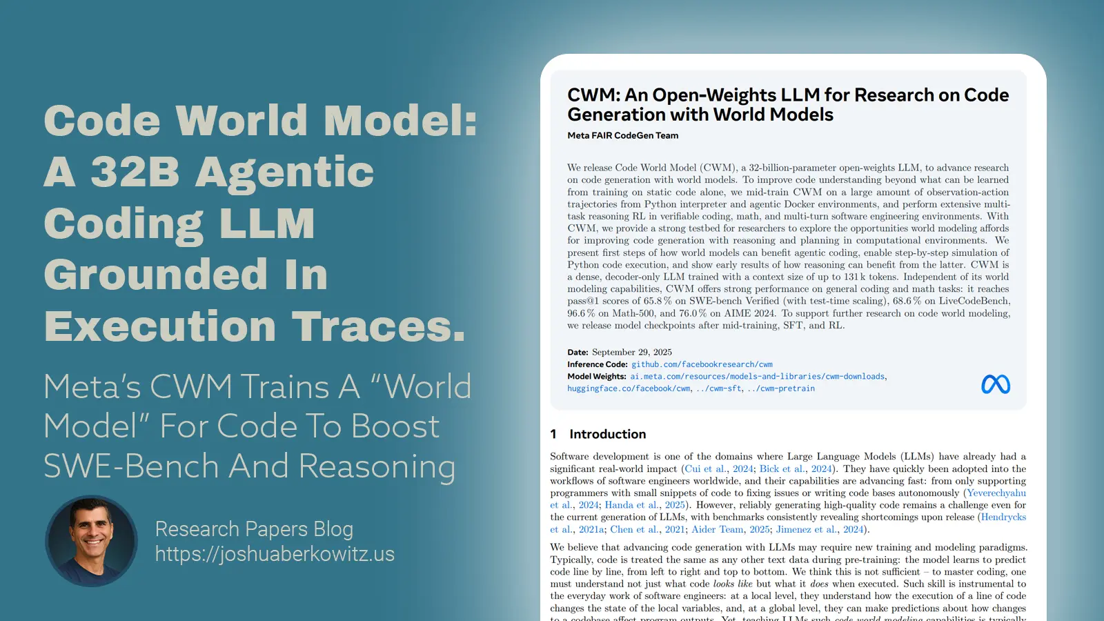 Code World Model: A 32B Agentic Coding LLM Grounded In Execution Traces ...