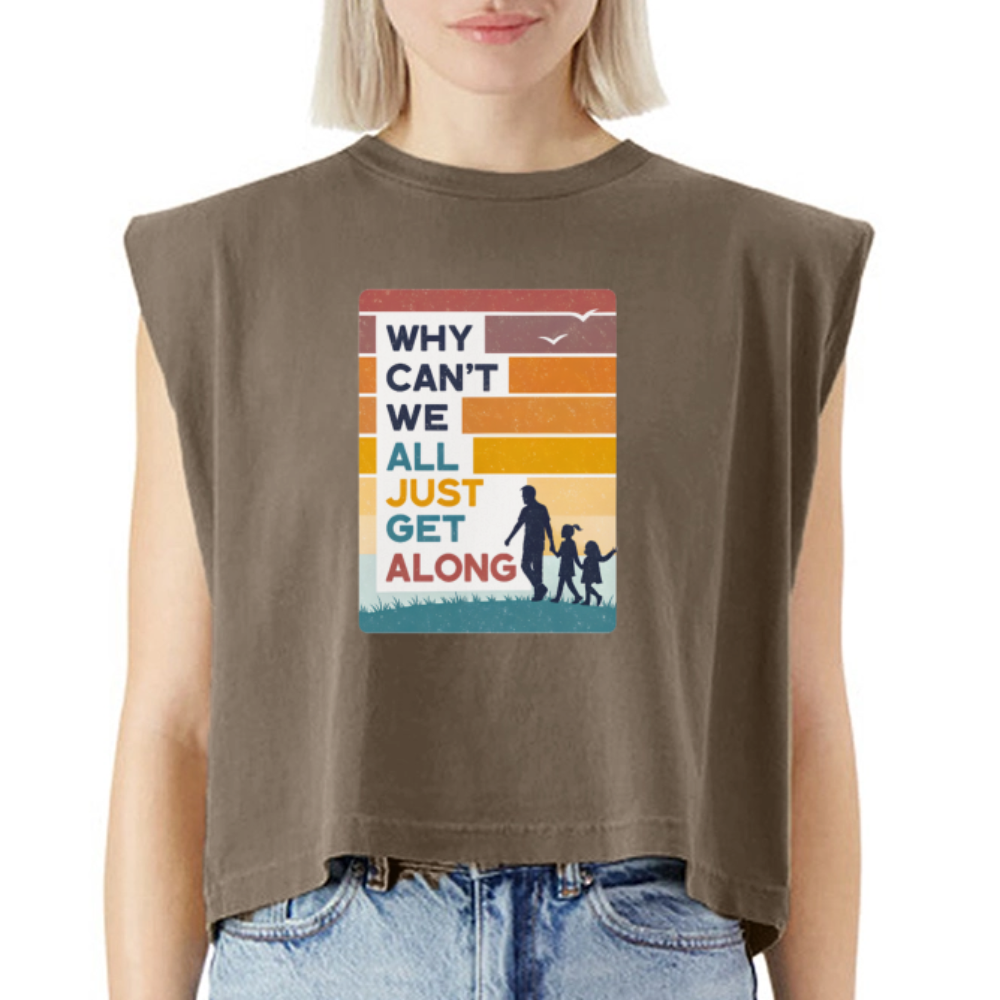Why Can't We All Just Get Along American Apparel Women's Garment Dyed Muscle Tank
